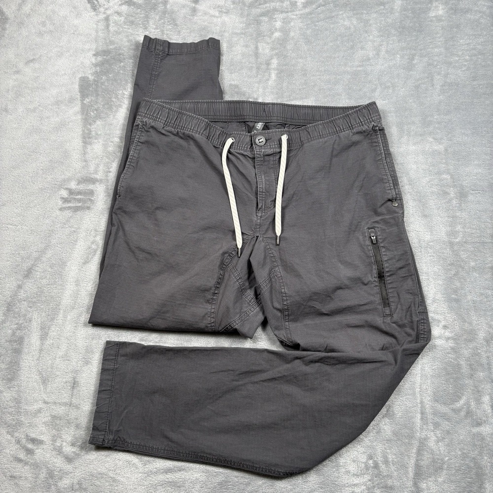 Vuori Pants Men XXL Gray Slim Ripstop Elastic Waist Drawstring Climber V412